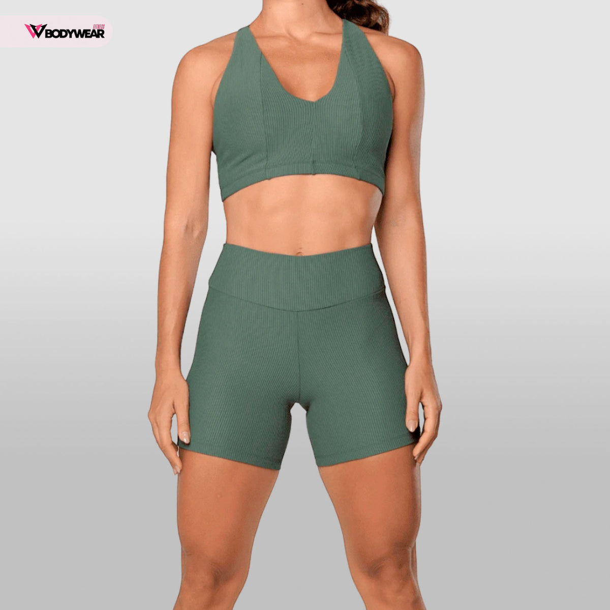 Conjunto Fitness com Decote em V e Short Elevate